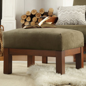 Monterey Upholstered Foam Cushion Ottoman with Solid Wood Frame for Living Rooms