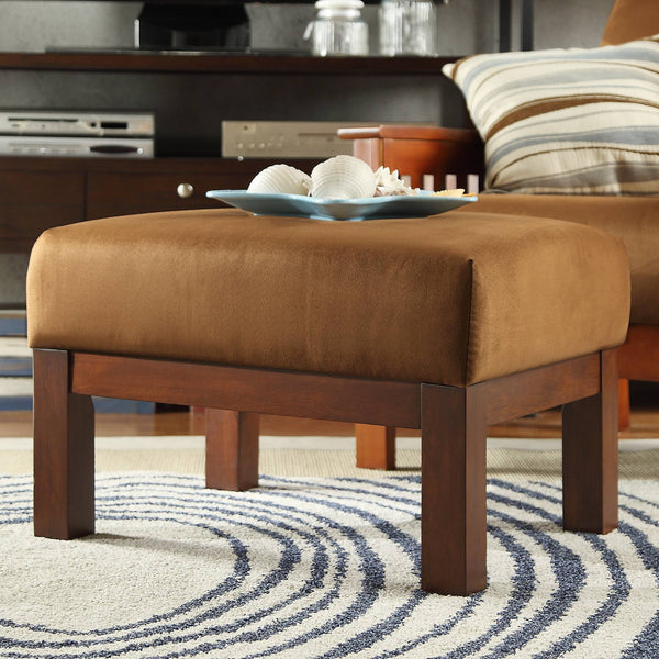 Monterey Upholstered Foam Cushion Ottoman with Solid Wood Frame for Living Rooms