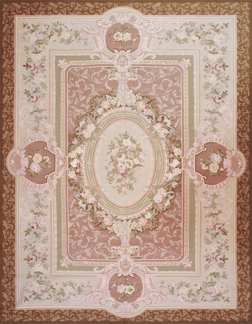 Pasargad Home Abusson Collection Hand-knotted Wool Area Rug - Luxurious 9'2" X 11'10" Design Elegance   991201 9x12
