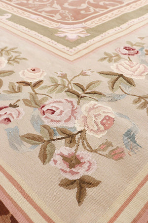 Pasargad Home Abusson Collection Hand-knotted Wool Area Rug - Luxurious 9'2" X 11'10" Design Elegance   991201 9x12