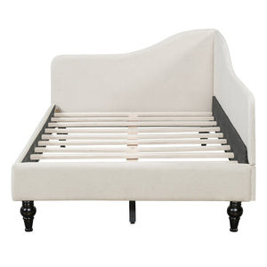 English Elm Twin L-shaped Linen Daybed with Solid Wood Legs for Bedroom or Studio Lounging SF100145AAA-1