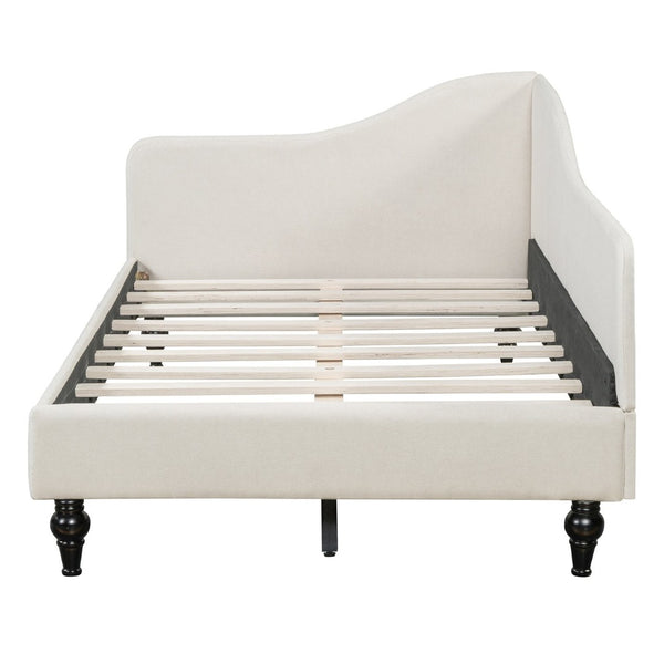 English Elm Twin L-shaped Linen Daybed with Solid Wood Legs for Bedroom or Studio Lounging SF100145AAA-1
