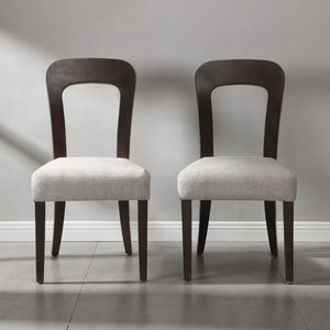 English Elm Dining Side Chairs Set of 2 Gray Chenille Upholstered with Rubberwood Legs for Kitchen N779P236958E