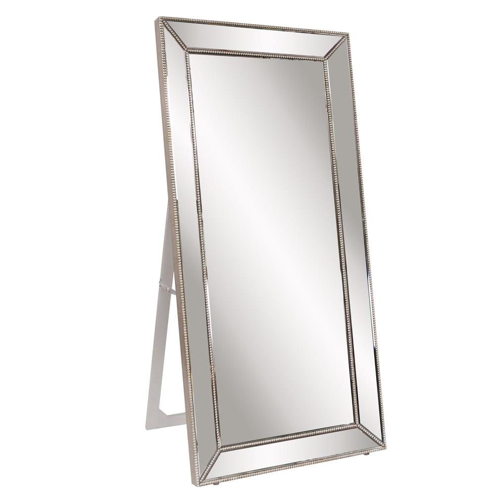 Howard Elliott Titus Oversized Floor Mirror With Silver Leaf Beaded Frame - Perfect For Dressing & Sitting Rooms Silver Wood 99129-howard-elliott