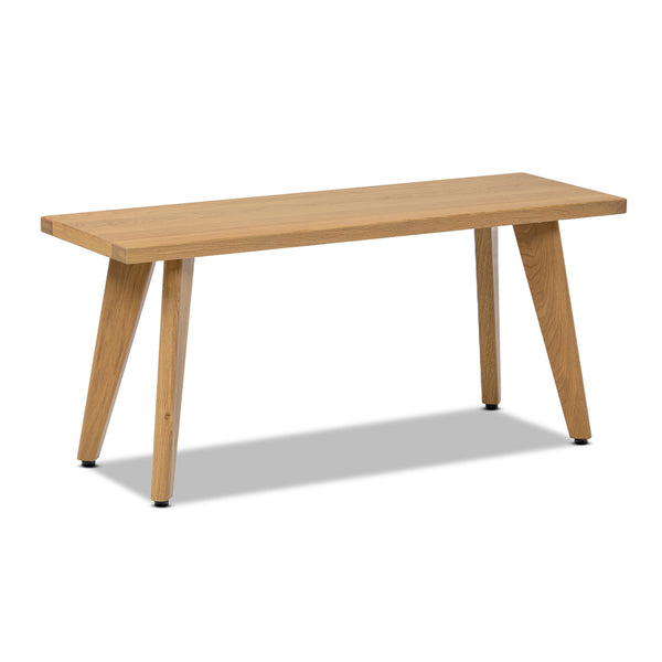 English Elm Jennifer Taylor Home - Capri Solid Red Oak Wood Bench 41.5" – Handcrafted Mid-Century Tapered Legs, Slim Space-Saving Seat Brown B2719P395573