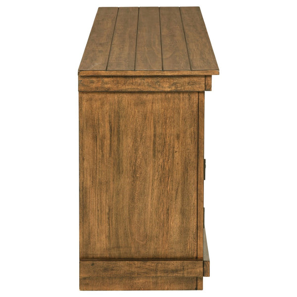 English Elm Castleton Farmhouse Pine Media Console with Six Compartments for Living Room Entertainment Distressed Brown B062P448015