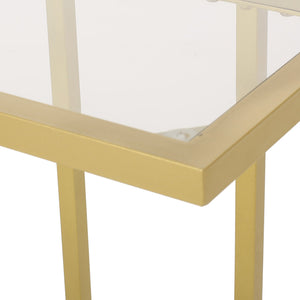 English Elm Christopher Knight Home® - END TABLE Gold C-Shape Modern Glam Iron Frame with Tempered Glass & Greek Accents, 18"W x 24.5"H 68988.00