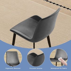 English Elm Dining Chairs Set of Four Gray Pu Leather Gold Leg Modern Kitchen Seating W2700P352198