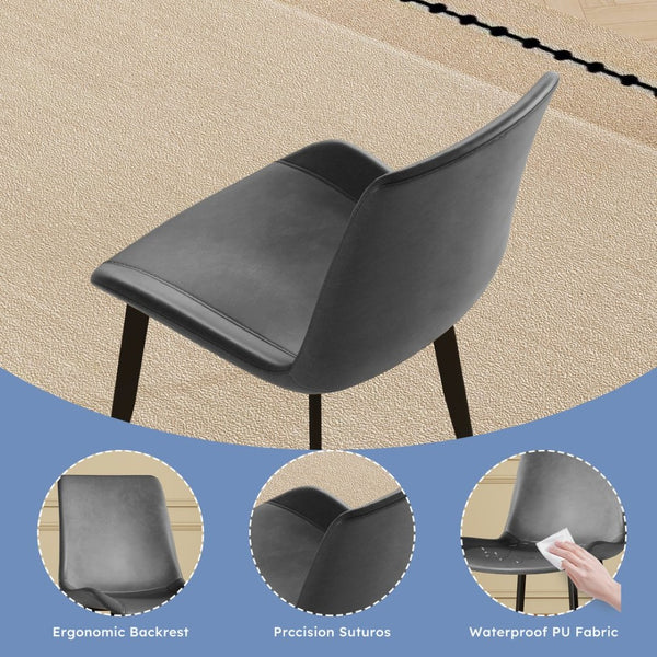 English Elm Dining Chairs Set of Four Gray Pu Leather Gold Leg Modern Kitchen Seating W2700P352198