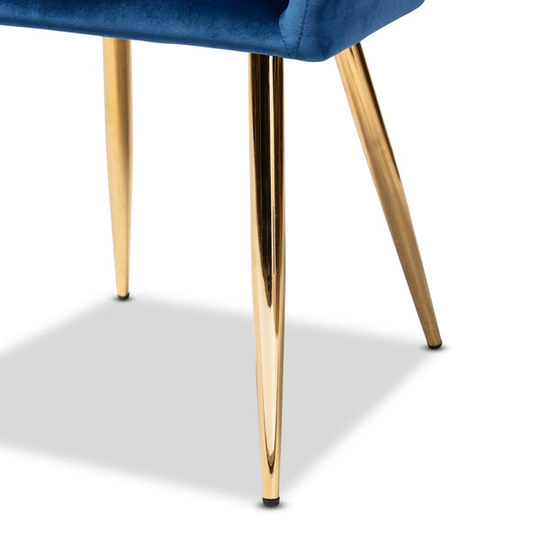 Baxton Studio Baxton Studio Germaine Luxe Navy Velvet Dining Chairs Set with Gold Metal Legs for Glamorous Style DC144-Navy Blue Velvet/Gold-DC
