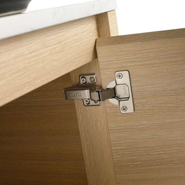 English Elm 24'' Wall-Mounted Bathroom Vanity With Stylish Ceramic Sink, Soft-Close Door & Durable Plywood Design W999S00458