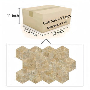 English Elm Hexagon Gold Beige Yellow Marble Tiles - Polished & Textured Natural Stone For Elegant Interiors W1696P262334