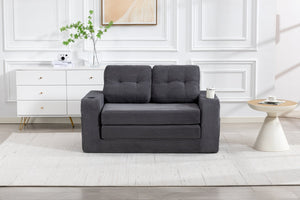 English Elm Convertible Floor Sofa Bed with Memory Foam and Ribbed Corduroy for Small Spaces Gray W395P438027