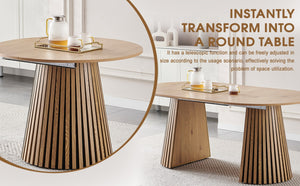 English Elm Wooden Dining Table - Extendable Space-Saving Design For Dining, Office, Or Coffee Use, Stylish Oval Top W3590P355171-GIGA