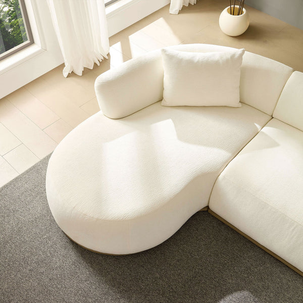English Elm 134.6" Oversized L-Shaped Sectional Sofa with Ottoman, Beige, No Assembly, 6 Pillows, Deep Seats, Modern Comfort W3208S00002