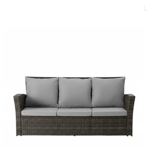 English Elm 67.7" Outdoor Wicker Three Seat Sofa High Back Pe Frame Patio Lounge Furniture Gray B082P455184