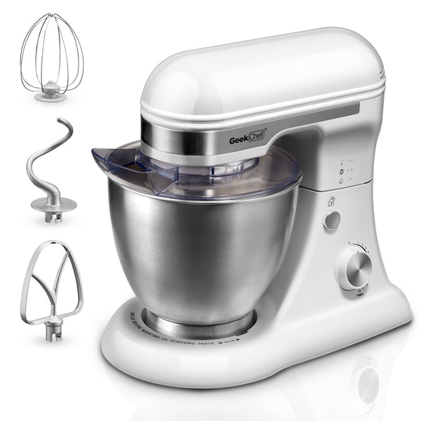 English Elm Geek Chef Tilt-head Stand Mixer Copper Motor Planetary Action 4.8qt Stainless Bowl White W1002P416197