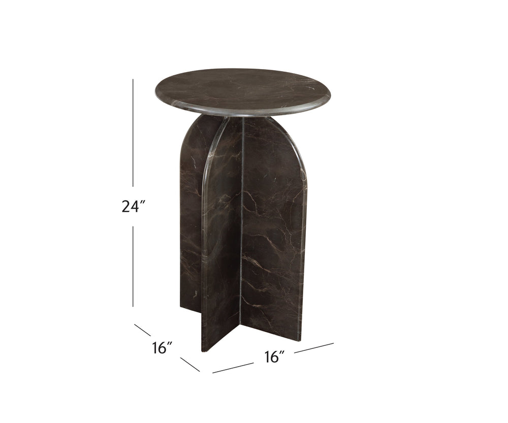 Basset Mirror Abbey Brown Accent Table - Modern Minimalist Design With Solid Italian Marble For Chic Spaces Brown Marble 9918-lr-223