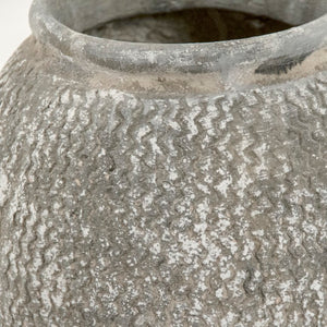 Zentique Distressed cement vase with rustic grey wash finish, vintage industrial charm for shelves & tabletops W11.5 x H16 x D11.5 9918S A866