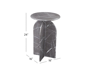 Basset Mirror Abbey Gray Accent Table – Modern Minimalist Design With Solid Brown Italian Marble For Sophistication Gray Marble 9919-lr-223
