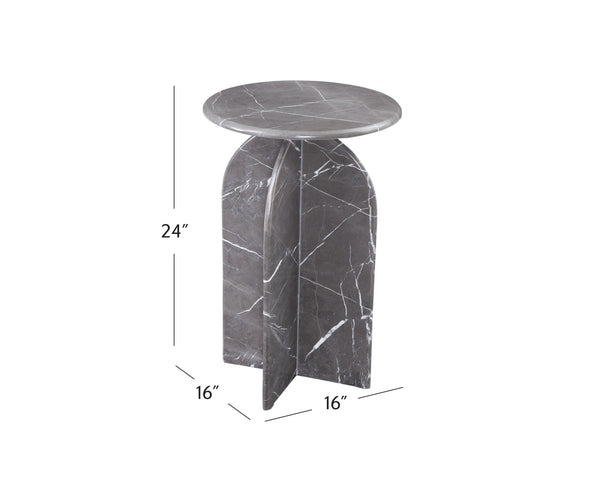 Basset Mirror Abbey Gray Accent Table – Modern Minimalist Design With Solid Brown Italian Marble For Sophistication Gray Marble 9919-lr-223