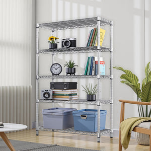 English Elm 1750 Lbs Carbon Steel Five Tier Wire Shelving Unit Heavy Duty Garage Storage Rack Chrome W5386P480701