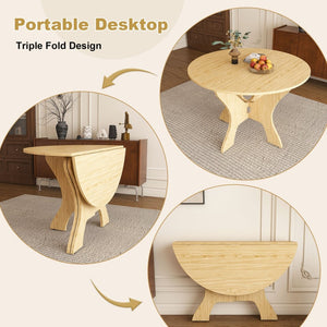 English Elm 43 Inch Foldable Mdf Dining Set with Pu Cushioned Solid Wood Chairs Space Saving Ancient Oak W2700S00115