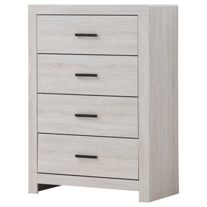 English Elm Geary Coastal White 4-Drawer Chest Dresser — Airy Coastal Finish, Spacious Storage, Classic Pull Handles B062P331059