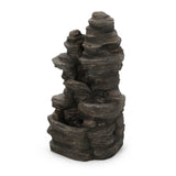 Christopher Knight Home® - Noble House - Coweta Outdoor 4 Tier Rock Fountain, Light Brown