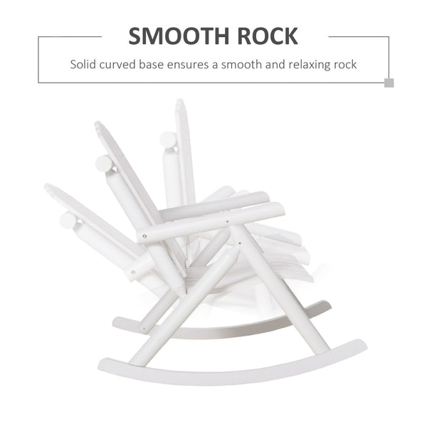 English Elm Outsunny Double Adirondack Rocking Chair For Two - Rustic White Wooden Seat For Patio & Garden Relaxation W2225P229739-GIGA