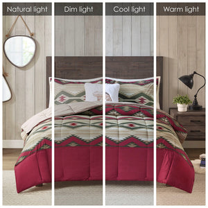 English Elm King Southwest-Inspired Comforter Set With Sherpa Pillow - Cozy Lodge Style For Year-Round Comfort B035P148496