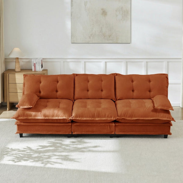 English Elm 107" Modular Cloud Sectional Sofa Deep Seat Chenille Upholstered Living Room Couch Orange W714S01737