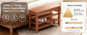 English Elm Adjustable Solid Rubberwood Storage Bench with Hidden Compartment for Entryway or Bedroom W2987P337970
