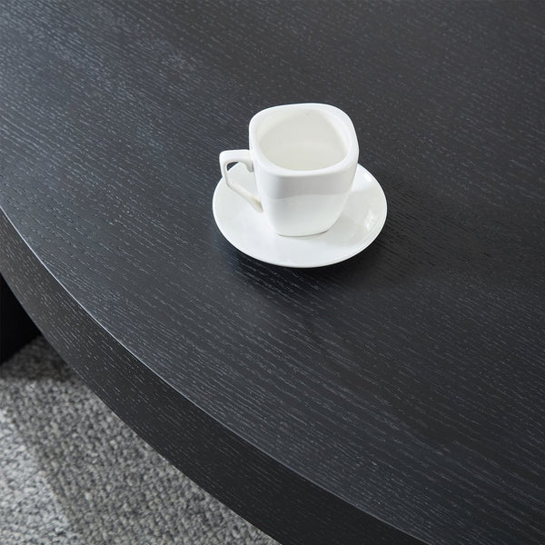 English Elm Modern Oval Mdf Coffee Table with Drawer Natural Matte Finish for Living Rooms Black W2085P399023