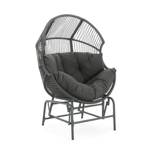 English Elm Christopher Knight Home® - Palos Outdoor Wicker Glider Chair - Weather-Resistant Dark Gray With Plush Cushions For Relaxation N775P191232G