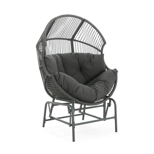 English Elm Christopher Knight Home® - Palos Outdoor Wicker Glider Chair - Weather-Resistant Dark Gray With Plush Cushions For Relaxation N775P191232G