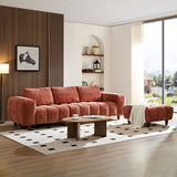 English Elm 111.81''Convertible Sectional Sofa Couch, More Comfy L Shaped Sofa With Fabric Couch,Modern Design Marshmallow Sofa For Living Room and Office,Caramel