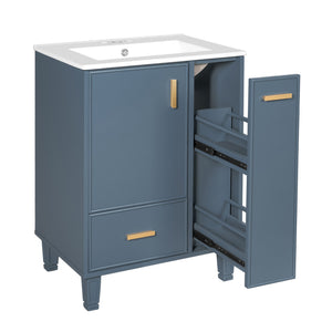 English Elm Christopher Knight Home® - 24" Bathroom Vanity with Ceramic Sink, Solid Wood Frame, Soft-Close Drawers & Ample Storage Appeal Grey N759P269734E