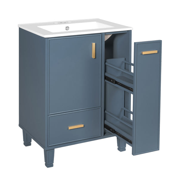English Elm Christopher Knight Home® - 24" Bathroom Vanity with Ceramic Sink, Solid Wood Frame, Soft-Close Drawers & Ample Storage Appeal Grey N759P269734E