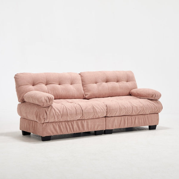 English Elm Cloud Modular Sectional Sofa Deep Seat Flannelette Upholstered Living Room Couch Pink W2120S00020