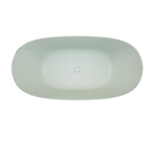 English Elm 65'' Resin Stone Freestanding Soaking Tub Ergonomic Matte White Spa Bath Turquoise Green W2753P347485
