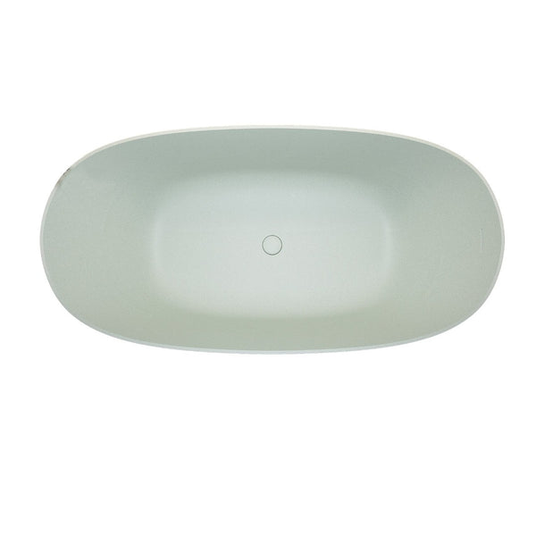 English Elm 65'' Resin Stone Freestanding Soaking Tub Ergonomic Matte White Spa Bath Turquoise Green W2753P347485