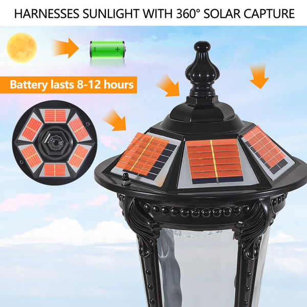 English Elm Retro Solar Lights Dimmable LED Outdoor Garden Lamp, Solar-Powered Auto On/Off, Weatherproof Charm W2312P368731