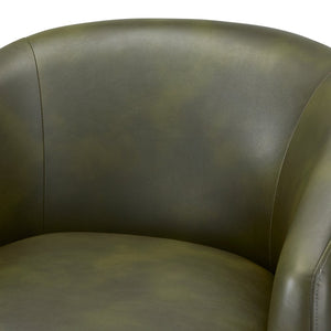 English Elm Ardena Fern Green Faux Leather Swivel Barrel Chair with Pocket Coil Seat, 360° Swivel, Compact Chic B050P322597