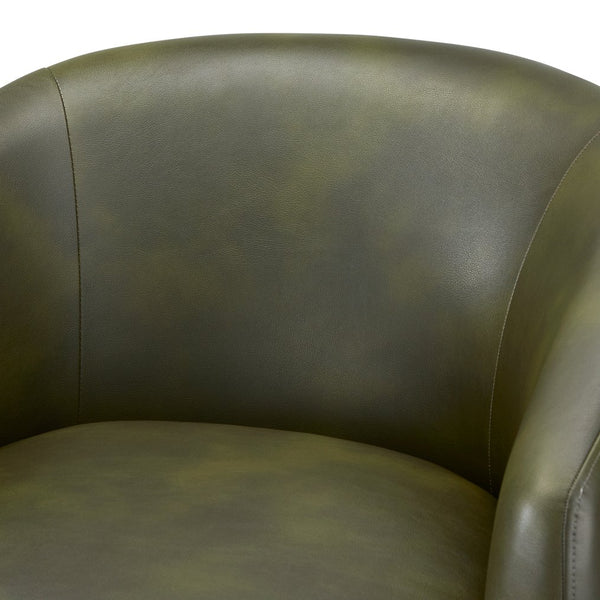 English Elm Ardena Fern Green Faux Leather Swivel Barrel Chair with Pocket Coil Seat, 360° Swivel, Compact Chic B050P322597