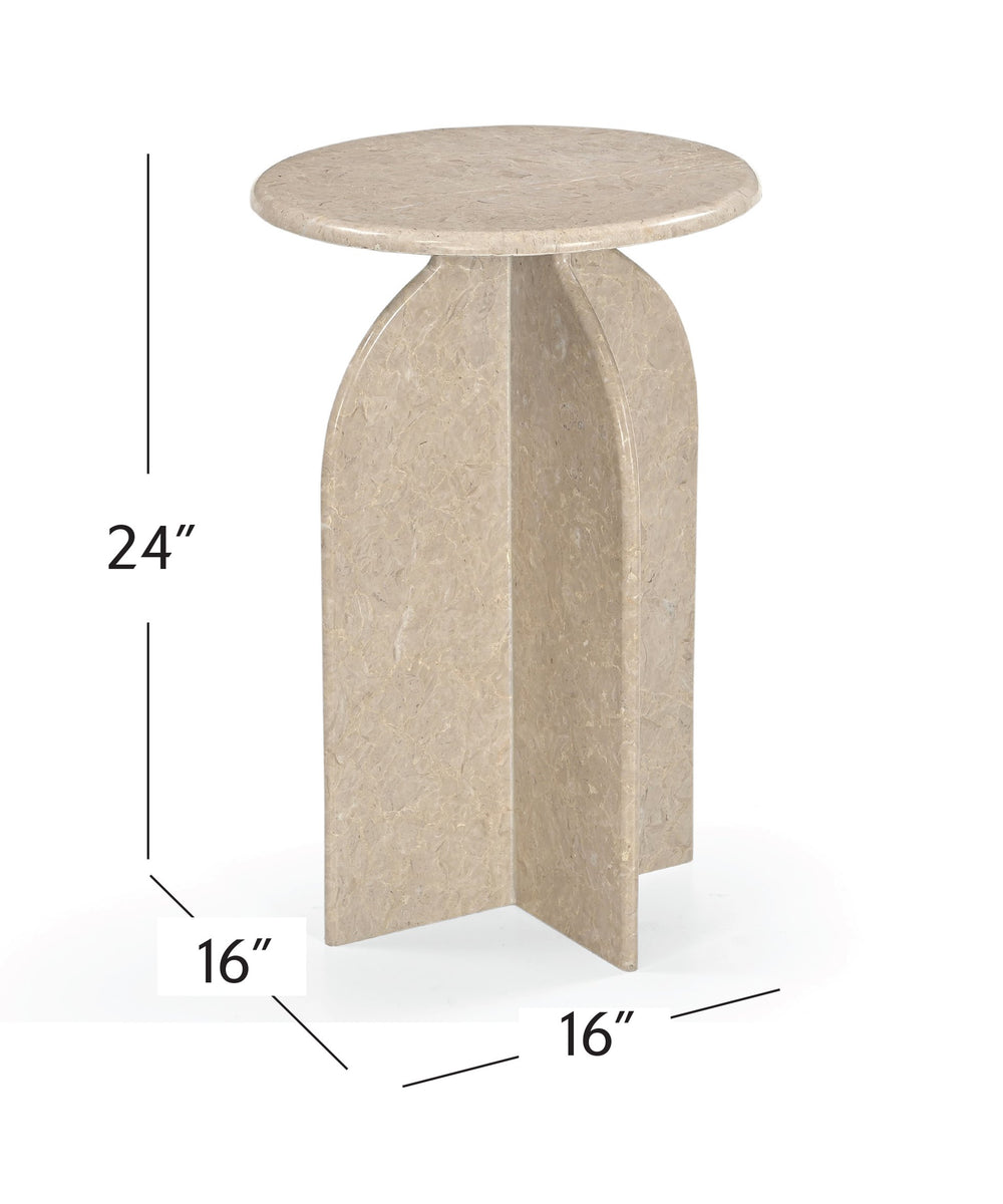 Basset Mirror Abbey Feather Accent Table – Modern Architecture With Unique Beige Marble Top For Sophisticated Decor Brown Marble Stone 9920-lr-223