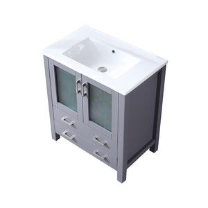 English Elm Dark Grey Bath Vanity 30 In. W X 18.25 In. D With White Ceramic Top - Modern Storage Solution! B2731P260423