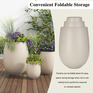English Elm U_style Mgo Round Planter Set of Three Lightweight Pots for Patio and Indoor Decor N711P406658E