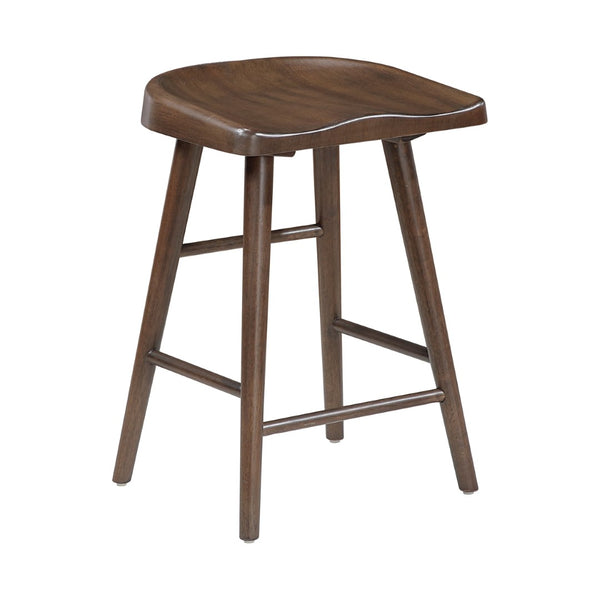 English Elm Brown Solid Wood Counter Stools Set of 2 Saddle Seat Ergonomic Kitchen Island Seating B011P451376