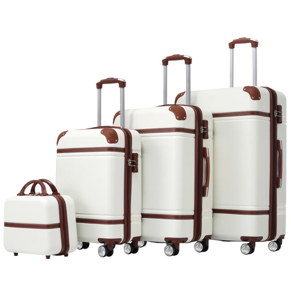 English Elm Hardshell Abs Spinner Luggage Set Four Piece Expandable Tsa Lock Travel Suitcases White N732P170218K